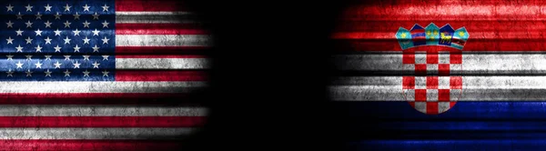 United States Croatia Flags Black Background — Stock Photo, Image