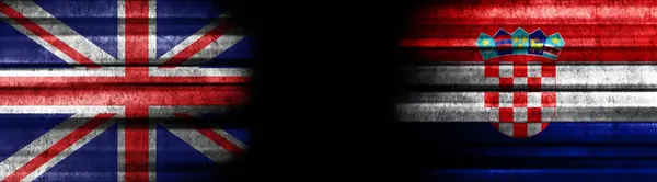 Banderas Del Reino Unido Croacia Sobre Fondo Negro — Foto de Stock