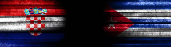 Хорватія Куба Прапори Чорному Тлі — стокове фото