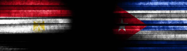 Bandeiras Egito Cuba Fundo Preto — Fotografia de Stock