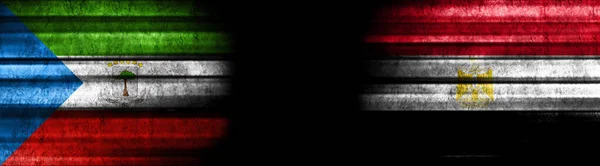 Equatorial Guinea Egypt Flags Black Background — Stock Photo, Image