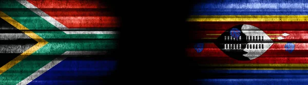 Bandiere Sud Africa Eswatini Sfondo Nero — Foto Stock
