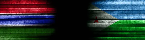 Гамбія Джибуті Прапори Чорному Тлі — стокове фото