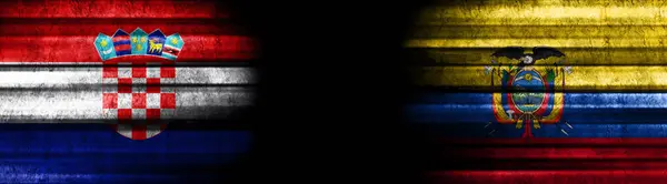 Хорватія Еквадор Прапори Чорному Тлі — стокове фото