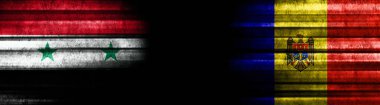 Kara Arkaplanda Suriye ve Moldova Bayrakları