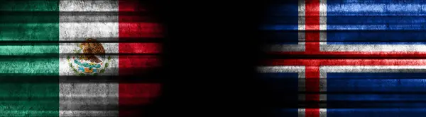 Мексика Ісландія Прапори Чорному Тлі — стокове фото
