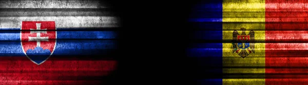 Slovakia Moldova Flags Black Background — Stock Photo, Image