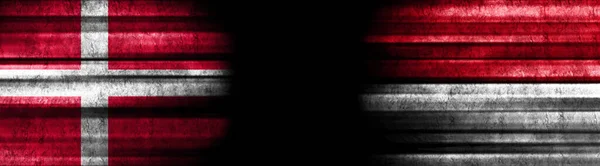 Flagi Danii Monako Czarnym Tle — Zdjęcie stockowe