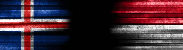 Izland Monaco Zászlók Fekete Háttér — Stock Fotó
