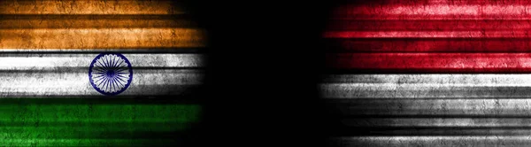 Indie Monako Vlajky Černém Pozadí — Stock fotografie