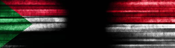Súdán Monako Vlajky Černém Pozadí — Stock fotografie