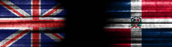 United Kingdom Dominican Republic Flags Black Background — Stock Photo, Image