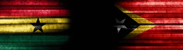 Ghana Východní Timor Vlajky Černém Pozadí — Stock fotografie