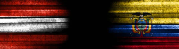 Banderas Austria Ecuador Sobre Fondo Negro — Foto de Stock