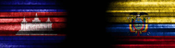 Камбоджа Еквадор Прапори Чорному Тлі — стокове фото