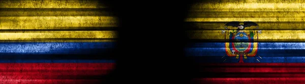 Banderas Colombia Ecuador Sobre Fondo Negro — Foto de Stock