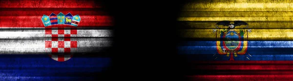 Kroatië Ecuador Vlaggen Zwarte Achtergrond — Stockfoto