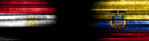 Egypt Ecuador Flags Black Background — Stock Photo, Image