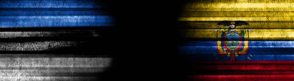 Estonia Ecuador Flags Black Background — Stock Photo, Image