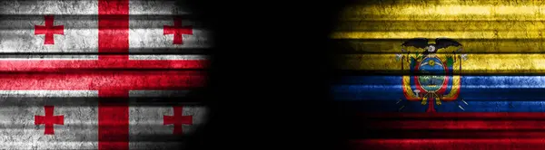 Georgia Ecuador Flags Black Background — Stock Photo, Image