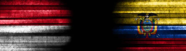 Banderas Indonesia Ecuador Sobre Fondo Negro — Foto de Stock