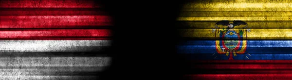 Banderas Mónaco Ecuador Sobre Fondo Negro — Foto de Stock