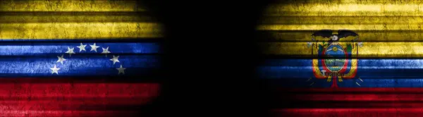 Венесуела Еквадор Прапори Чорному Тлі — стокове фото