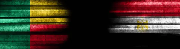 Флаги Бенина Египта Чёрном Фоне — стоковое фото