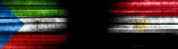 Equatorial Guinea Egypt Flags Black Background — Stock Photo, Image