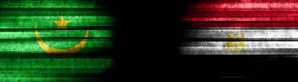 Mauritanië Egypte Vlaggen Zwarte Achtergrond — Stockfoto