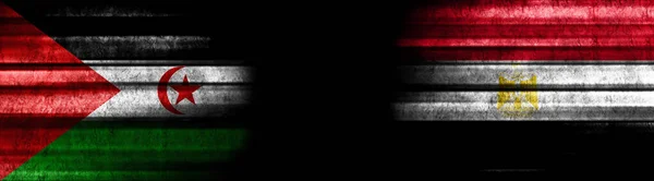 Saaraui República Democrática Árabe Bandeiras Egito Fundo Preto — Fotografia de Stock