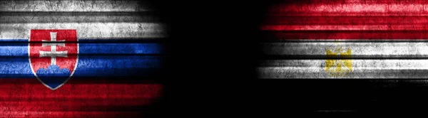 Drapeaux Slovaquie Egypte Sur Fond Noir — Photo