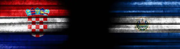 Флаги Хорватии Сальвадора Чёрном Фоне — стоковое фото