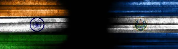 Флаги Индии Сальвадора Чёрном Фоне — стоковое фото