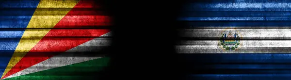 Seychely Salvador Vlajky Černém Pozadí — Stock fotografie