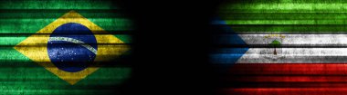 Brezilya ve Ekvator Gine Bayrakları Siyah Arkaplanda