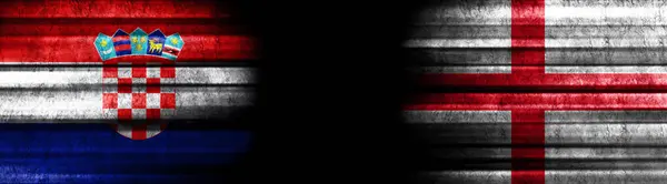 Flagi Chorwacji Anglii Czarnym Tle — Zdjęcie stockowe