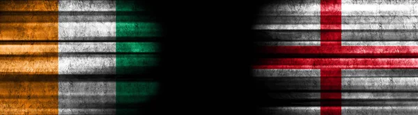 Bandiere Costa Avorio Inghilterra Sfondo Nero — Foto Stock