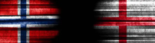 Norvegia Inghilterra Bandiere Sfondo Nero — Foto Stock