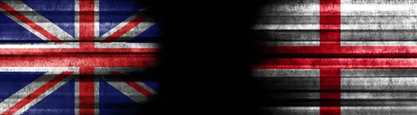 Flaggen Großbritanniens Und Englands Auf Schwarzem Hintergrund — Stockfoto