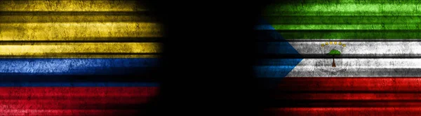 Флаги Колумбии Экваториальной Гвинеи Чёрном Фоне — стоковое фото