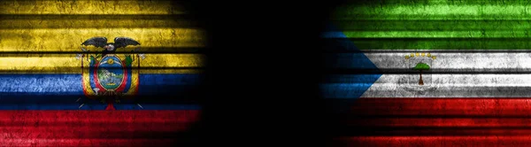 Ecuador Equatorial Guinea Flags Black Background — Stock Photo, Image
