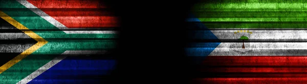 Sudafrica Guinea Equatoriale Bandiere Sfondo Nero — Foto Stock