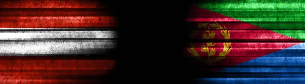 Bandiere Austria Eritrea Sfondo Nero — Foto Stock