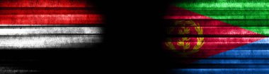 Kara Arkaplanda Yemen ve Eritre Bayrakları