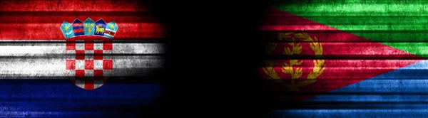 Хорватія Еритрея Прапори Чорному Тлі — стокове фото