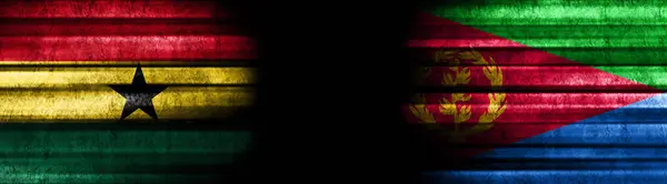Ghana Eritrea Flags Black Background — Stock Photo, Image