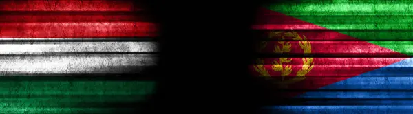 Flagi Węgier Erytrei Czarnym Tle — Zdjęcie stockowe