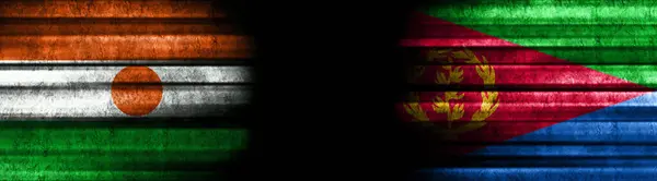 Bandiere Niger Eritrea Sfondo Nero — Foto Stock