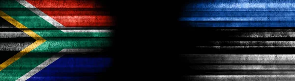 Флаги Юар Эстонии Чёрном Фоне — стоковое фото
